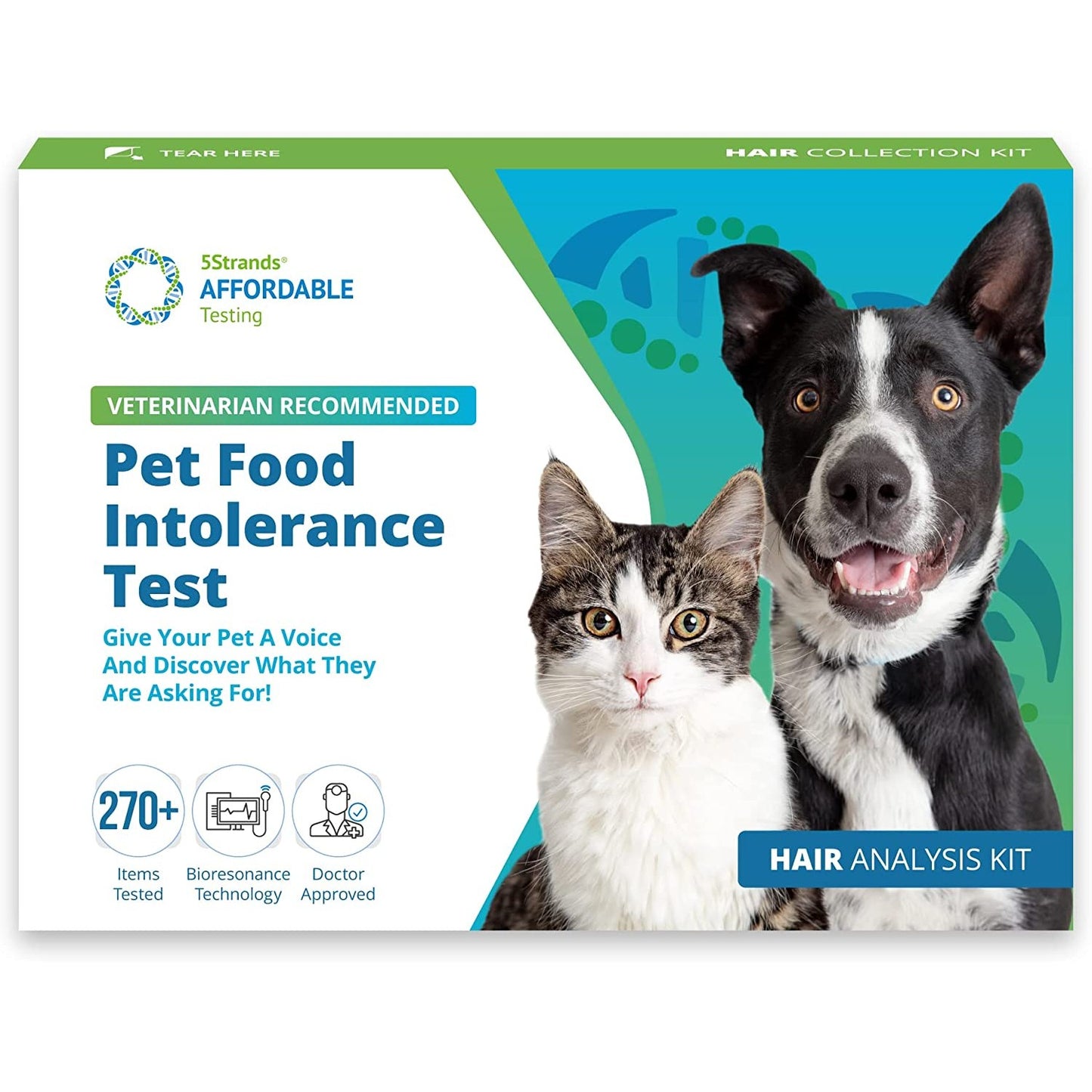 Pet food intolerance test for cats and dogs.