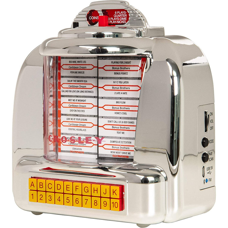 Mini silver retro diner jukebox radio with Bluetooth and FM radio