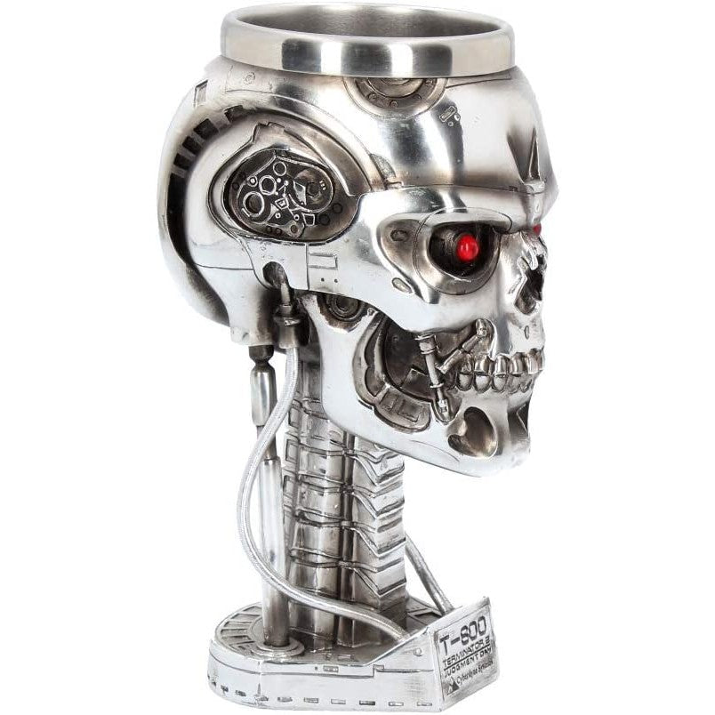A goblet in the shape of the T-800 Terminator from the movie franchise.