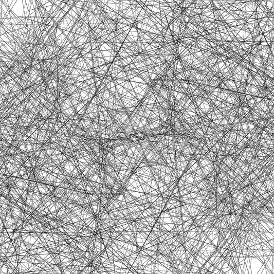 A 1000 piece jigsaw puzzle made up of hundreds of straight black lines criss crossed over each other.