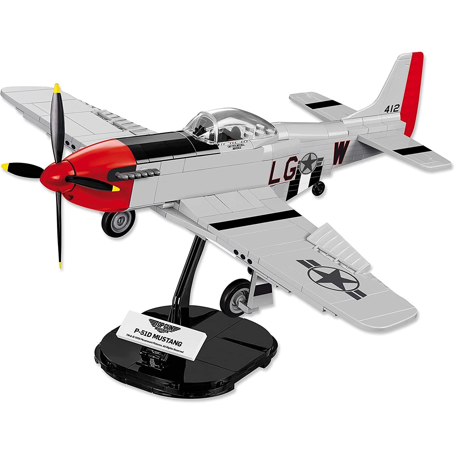 A model miniature version of the Mustang P-51D from the Top Gun movie.